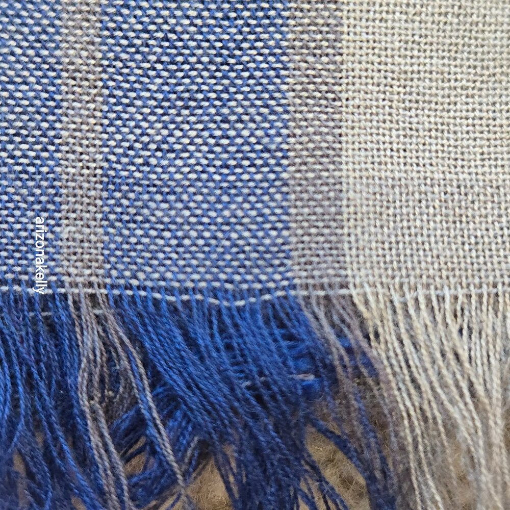 Theory Scarf in Blue & Grey Plaid - Picture 6 of 7